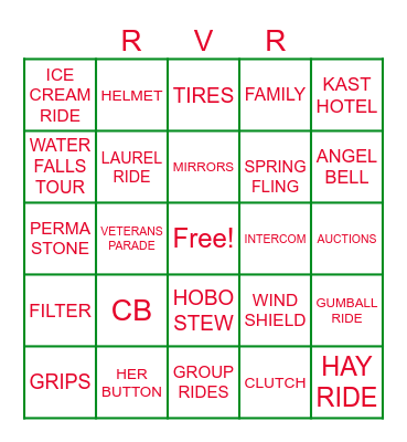 Motorcycle Bingo Card