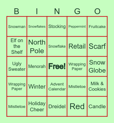 Holiday Bingo Card