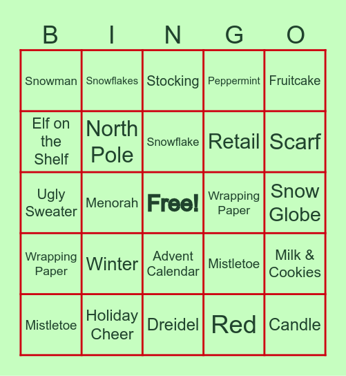 Holiday Bingo Card