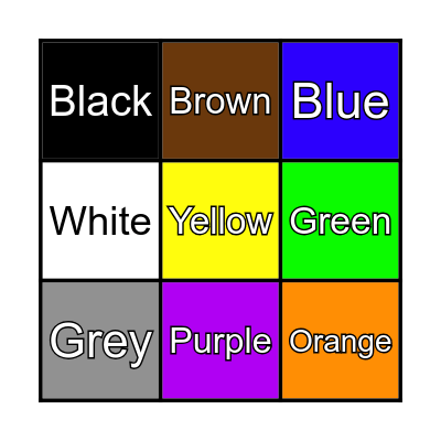 Colors Bingo Card