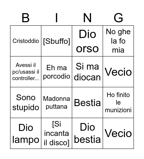 Bingo Matt Bingo Card