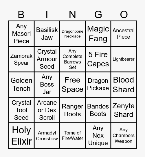 Rune Works Bingo Card