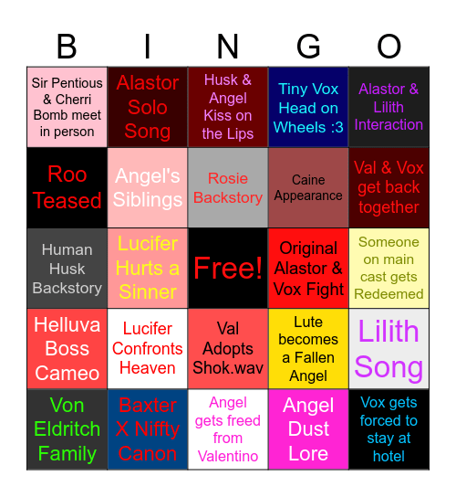 Hazbin Hotel Season 3 Bingo Card