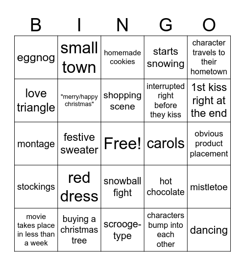 Christmas Movie Bingo! Bingo Card