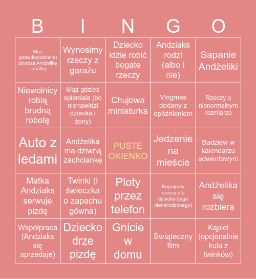 Andziaks vlogmasy Bingo Card