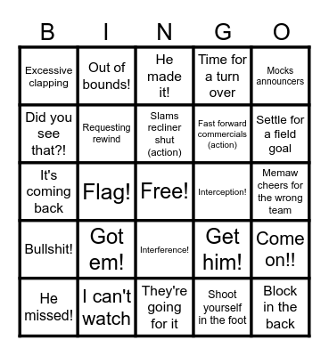 Football Bingo Card