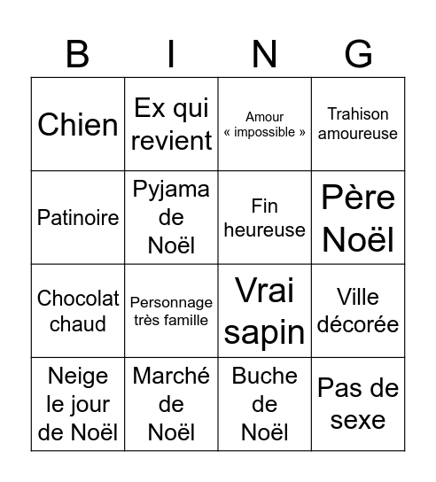 Film de Noël Bingo Card