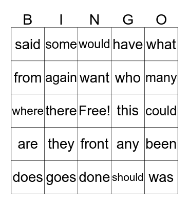 Level 3 Sight Words Bingo Card