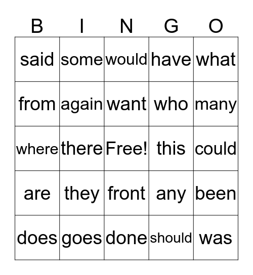 Level 3 Sight Words Bingo Card