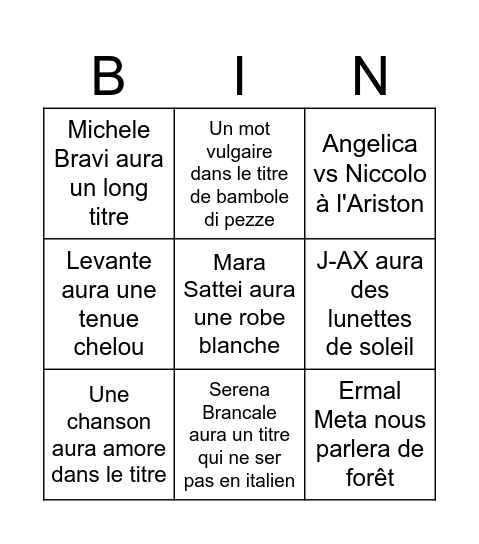 Bingoremo Bingo Card