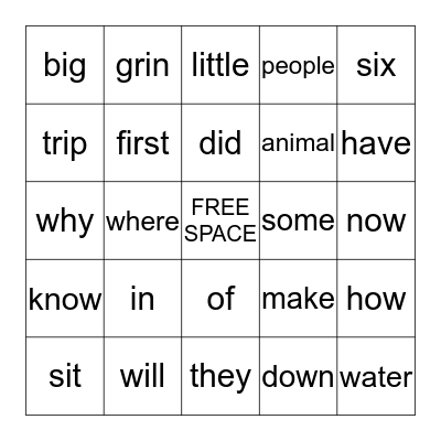 Word Bingo! Bingo Card