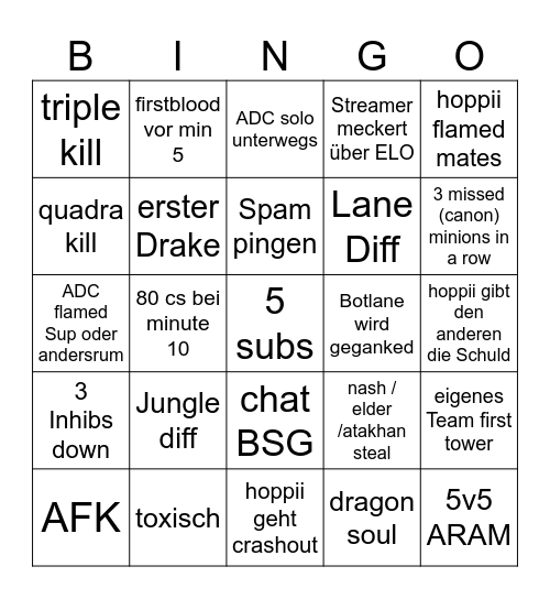 LOL Bingo Card