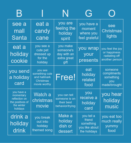 snowflakes glistening, silver linings shining...ing Bingo Card