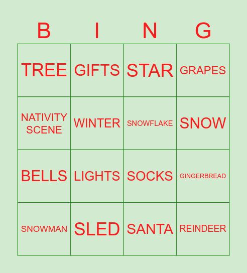 CHRISTMAS TIME! Bingo Card