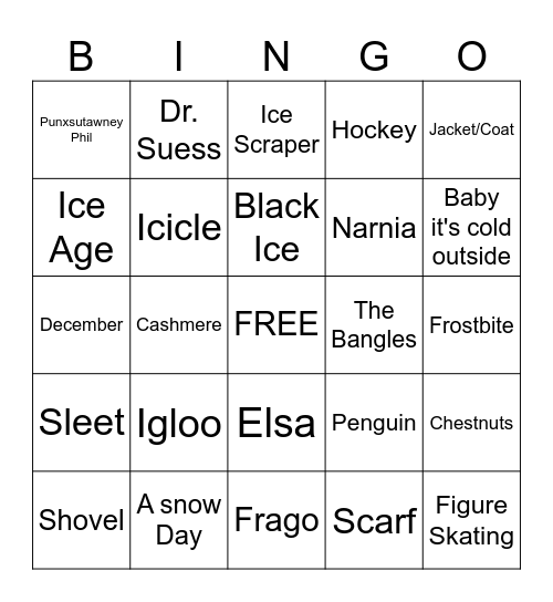 TRingo #50! Winter Words! Bingo Card