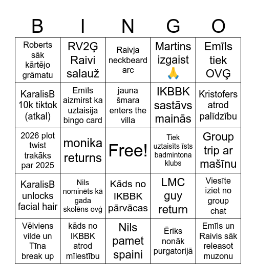IKBBK 2026 Bingo Card