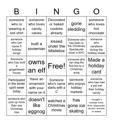 Holiday Bingo Card