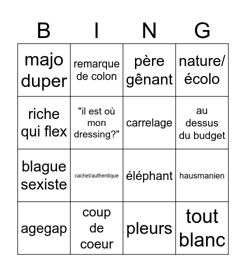 Agence 2 Bingo Card