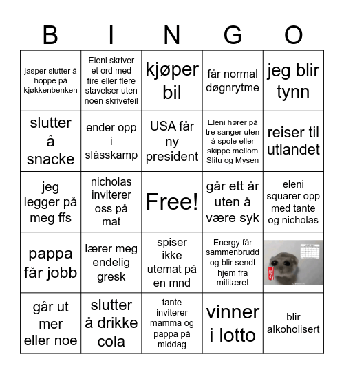 2026 BINGO or something Bingo Card