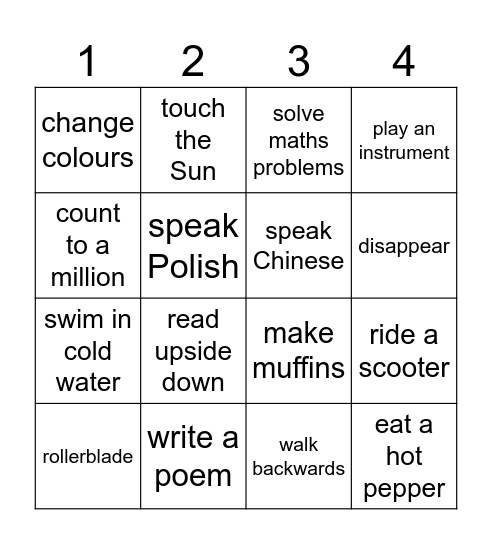 Can you...? Bingo Card