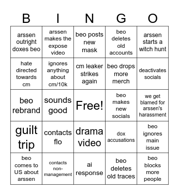 beoingo 2: electric boogaloo Bingo Card