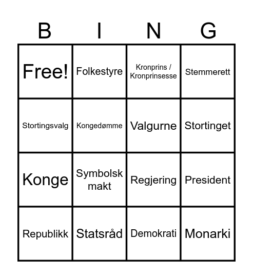 Styresett_ BINGO Card