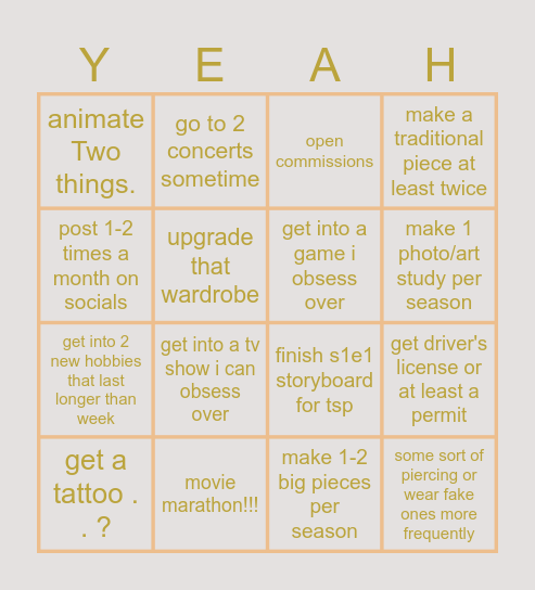 lucien's bingo 2026 Bingo Card