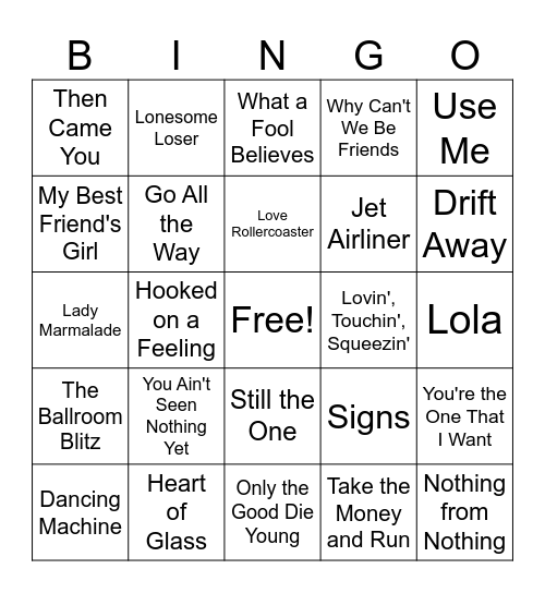 70's Bingo Card