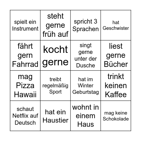 Kennenlernen-Bingo Card