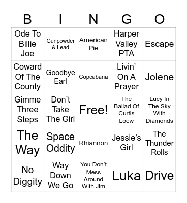 STORY SONGS MUSIC Bingo Card