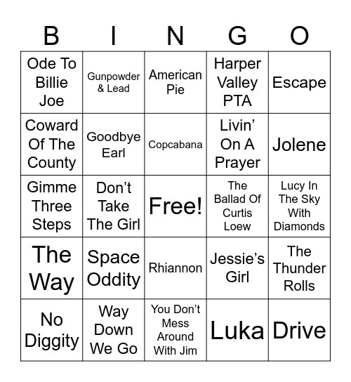 STORY SONGS MUSIC Bingo Card