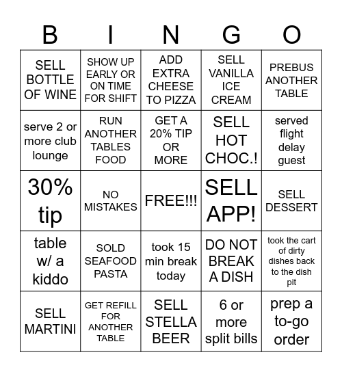 SERVER BINGO Card