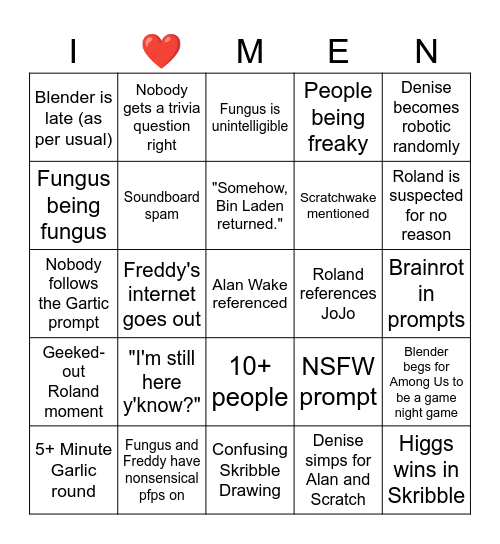 Dark Place Bingo Card