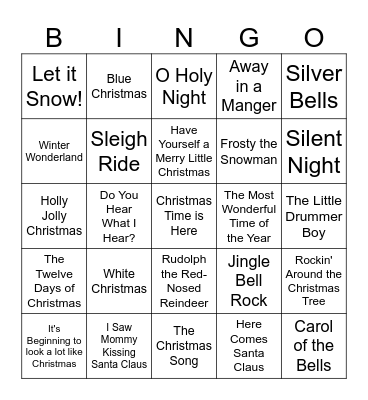 Chestnuts & Crooners Christmas Bingo Card