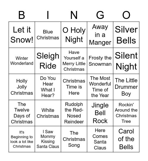 Chestnuts & Crooners Christmas Bingo Card