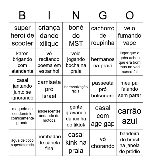 BBC (Bingo Balneário Camboriú) Bingo Card