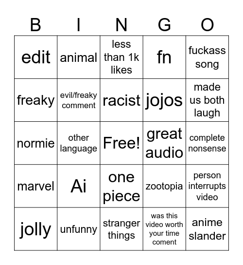 Untitled Bingo Card