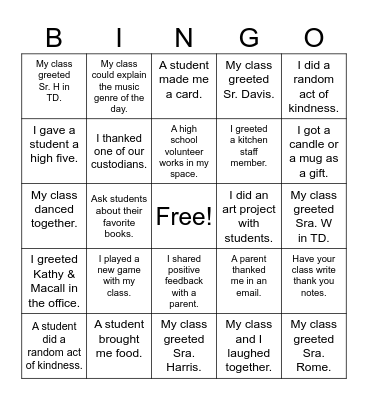 Almost Winter Break Bingo! Bingo Card