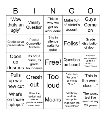 Mr. P HL-AA Bingo Card