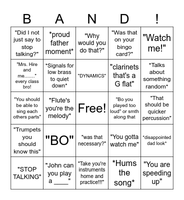 Mr. Formhals BINGO Card