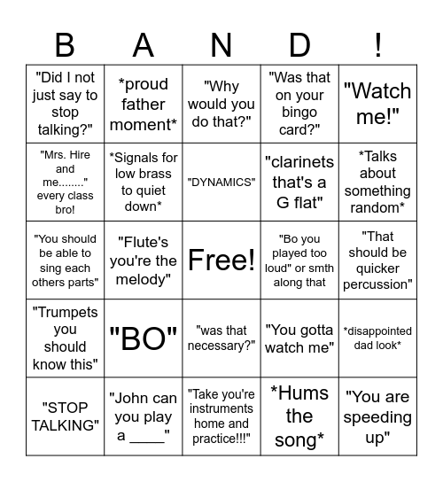 Mr. Formhals BINGO Card