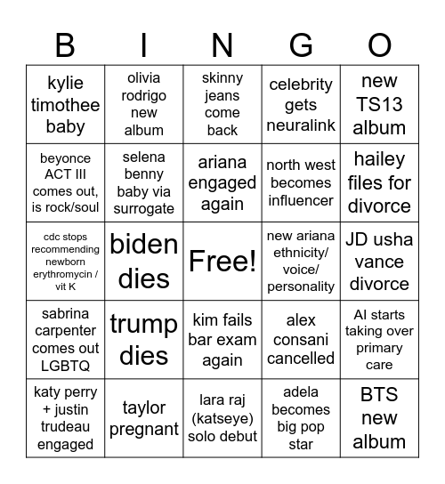 lauren 2026 bingo Card