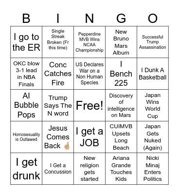2026 Bingo Card