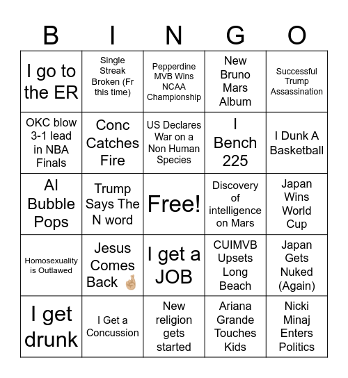 2026 Bingo Card