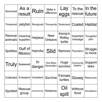 Kids to the Rescue Bingo Card
