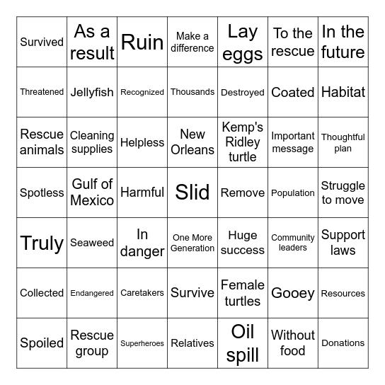 Kids to the Rescue Bingo Card