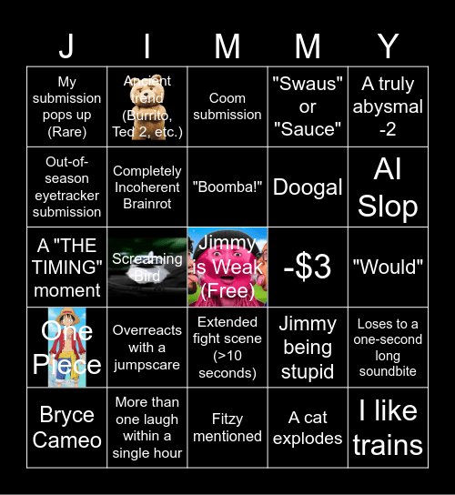 JimmyHere YLYL Giveaway Bingo Card
