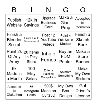 Yoyo's 2026 Bingo Card