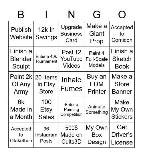 Yoyo's 2026 Bingo Card