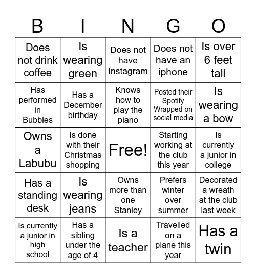 Find a Coworker Who... Bingo Card
